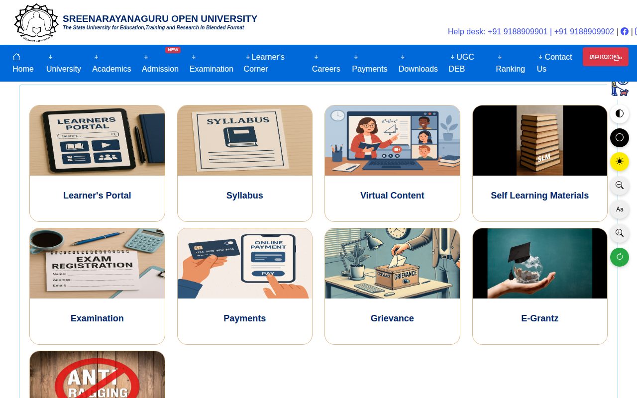 Official SGOU page on sgou.ac.in: access Learner Portal and resources