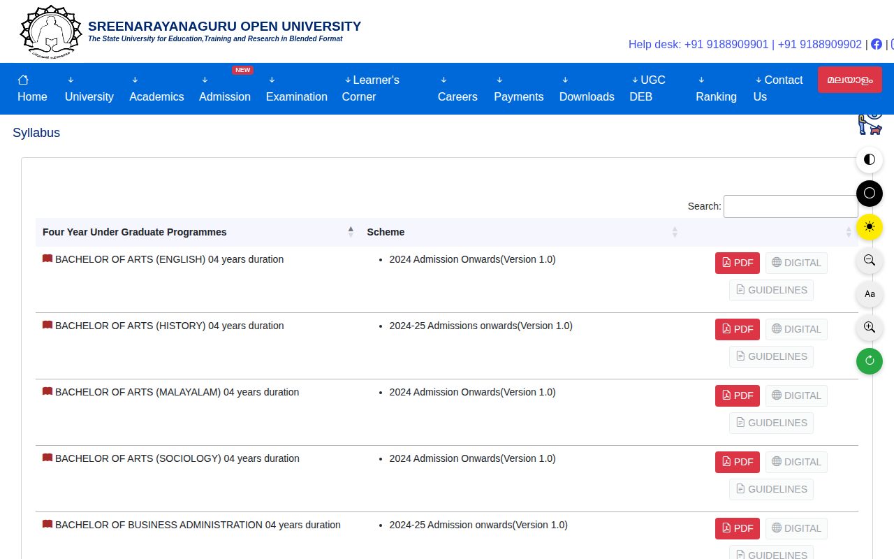 Official SGOU page on sgou.ac.in: find SGOU programme syllabi